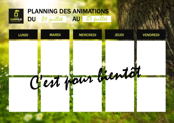 Planning Hebdo Campilo Camping Au Coeur De La Vendee